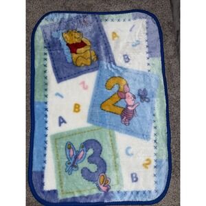 Vtg Crown Crafts‎ Winnie The Pooh Baby Blanket 1 2 3 30"x45" Rare